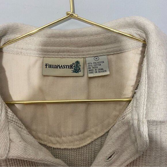 Fieldmaster Mens Shirt Medium Beige Long-Sleeve Collared 67% Polyester 33% Cotto - Picture 3 of 3